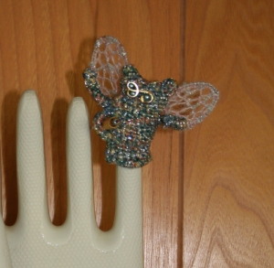 finger puppet, knotless netting, manning-hamilton, fiber art